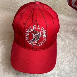 VINTAGE 1990's UNLV RUNNIN REBELS PINSTRIPE G CAP SNAPBACK HAT-Read